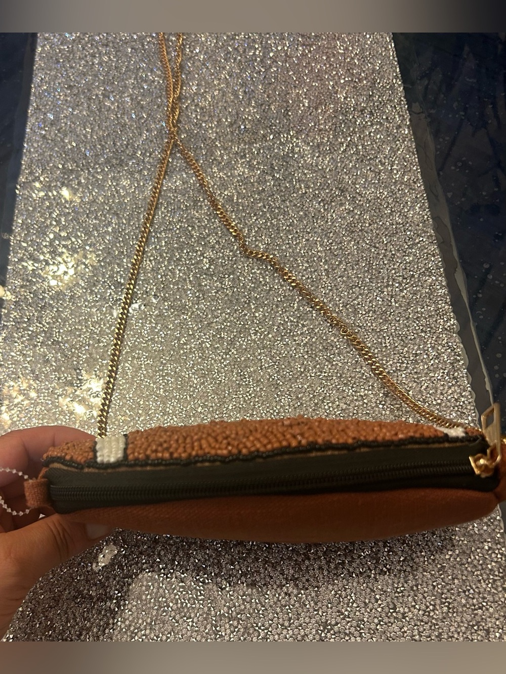 Beaded Football Crossbody Bag - Brown - Picture 4 of 4